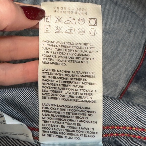 Levi Strauss Denim Trucker Jacket Distressed Button Front Men's Size Large - Picture 12 of 12